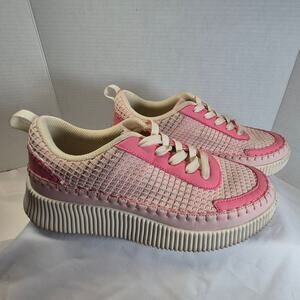 Lucky Step Pink Knit Sneakers Womens US 9 Air Cooled Casual Valentine Shoes